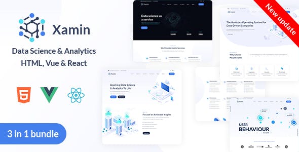 Xamin Data Science & Analytics HTML, Vue & React Template