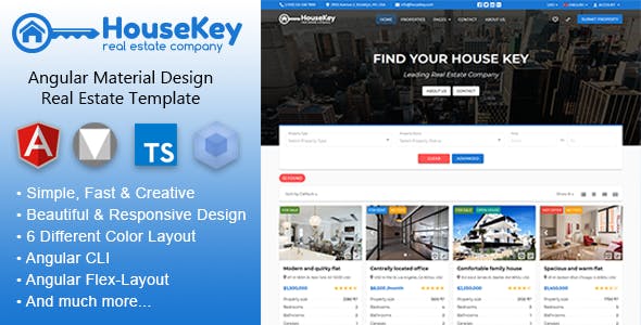 HouseKey - Angular 11 Material Design Real Estate Template