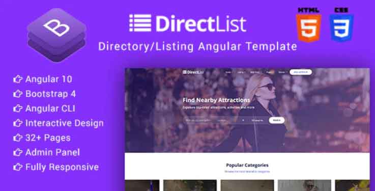 Directlist - Directory & Listing Angular 10 Template